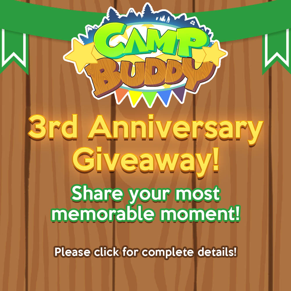 Camp Buddy 3 Year Anniversary Giveaway!